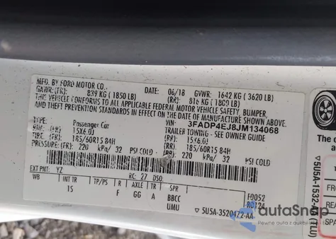 2018 Ford Fiesta Se from USA, damaged, VIN 3FADP4EJ8JM134068